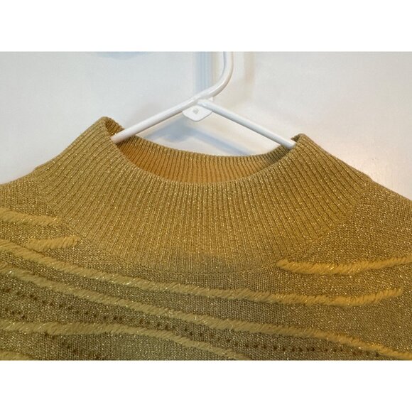 Dressbarn Christmas Gold Sweater 14/16 Textured Design Long Sleeve Lightweight - Picture 7 of 7